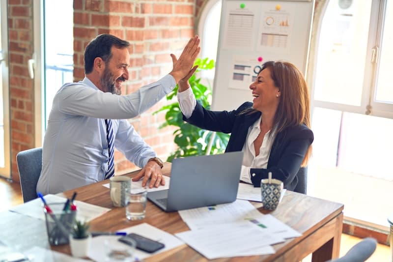 Professionals collaborating in an office